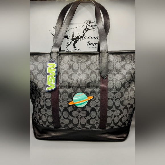 RARE! Coach X NASA City Tote -Upcycled- One-of-a-Kind Black/Grey - Picture 6 of 16